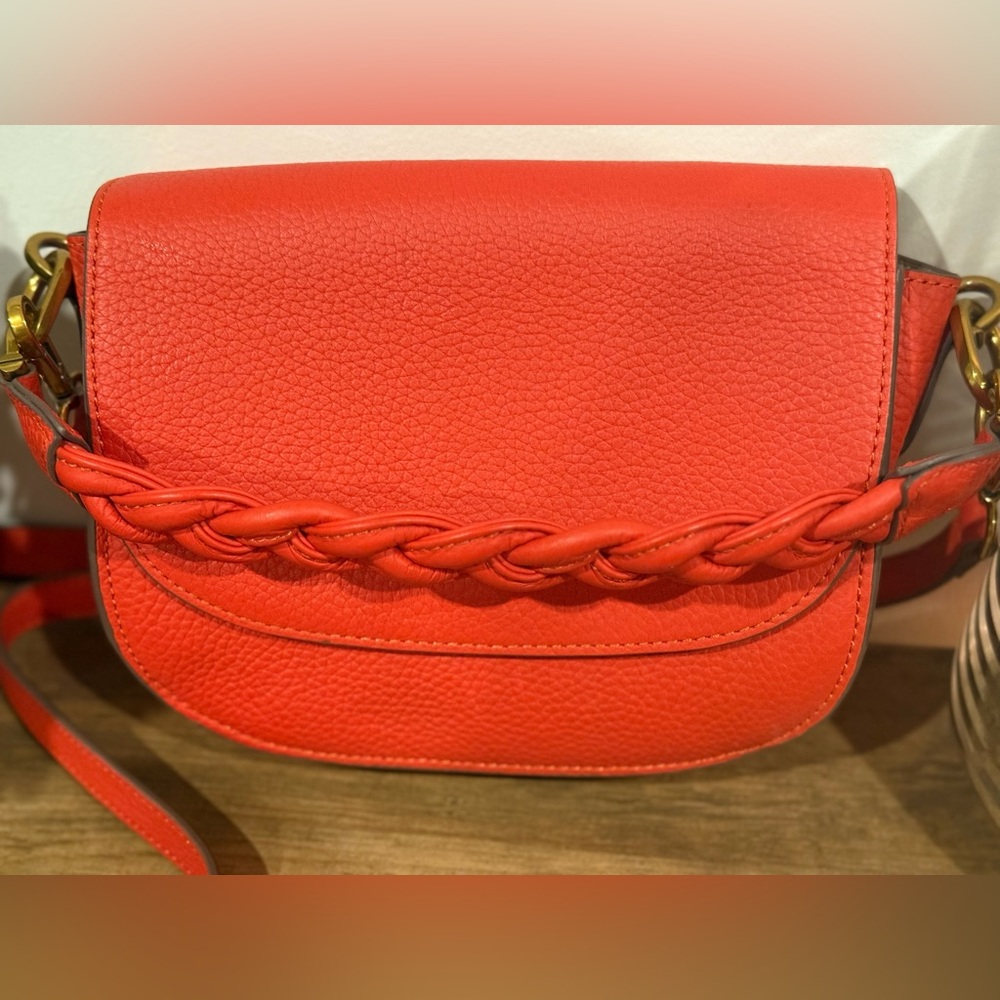 Antonio Melani Rosie Braided Top Handle Saddle Crossbody Bag – Red/orangw - Picture 7 of 13